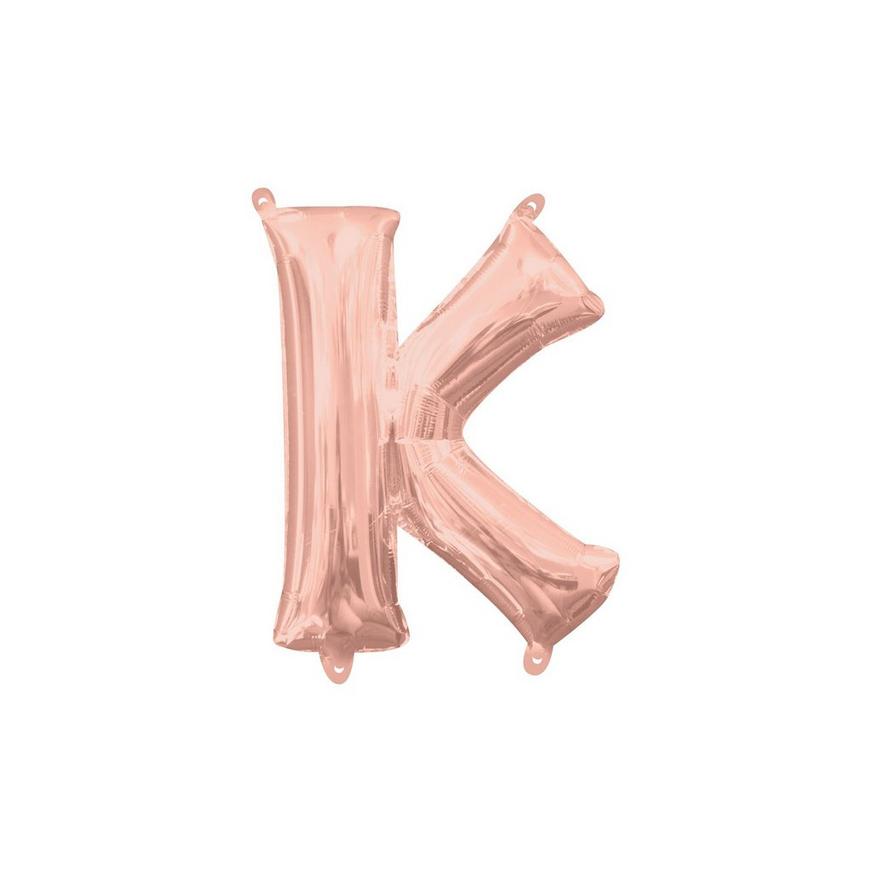 13in Air-Filled Rose Gold Letter Balloon (K)